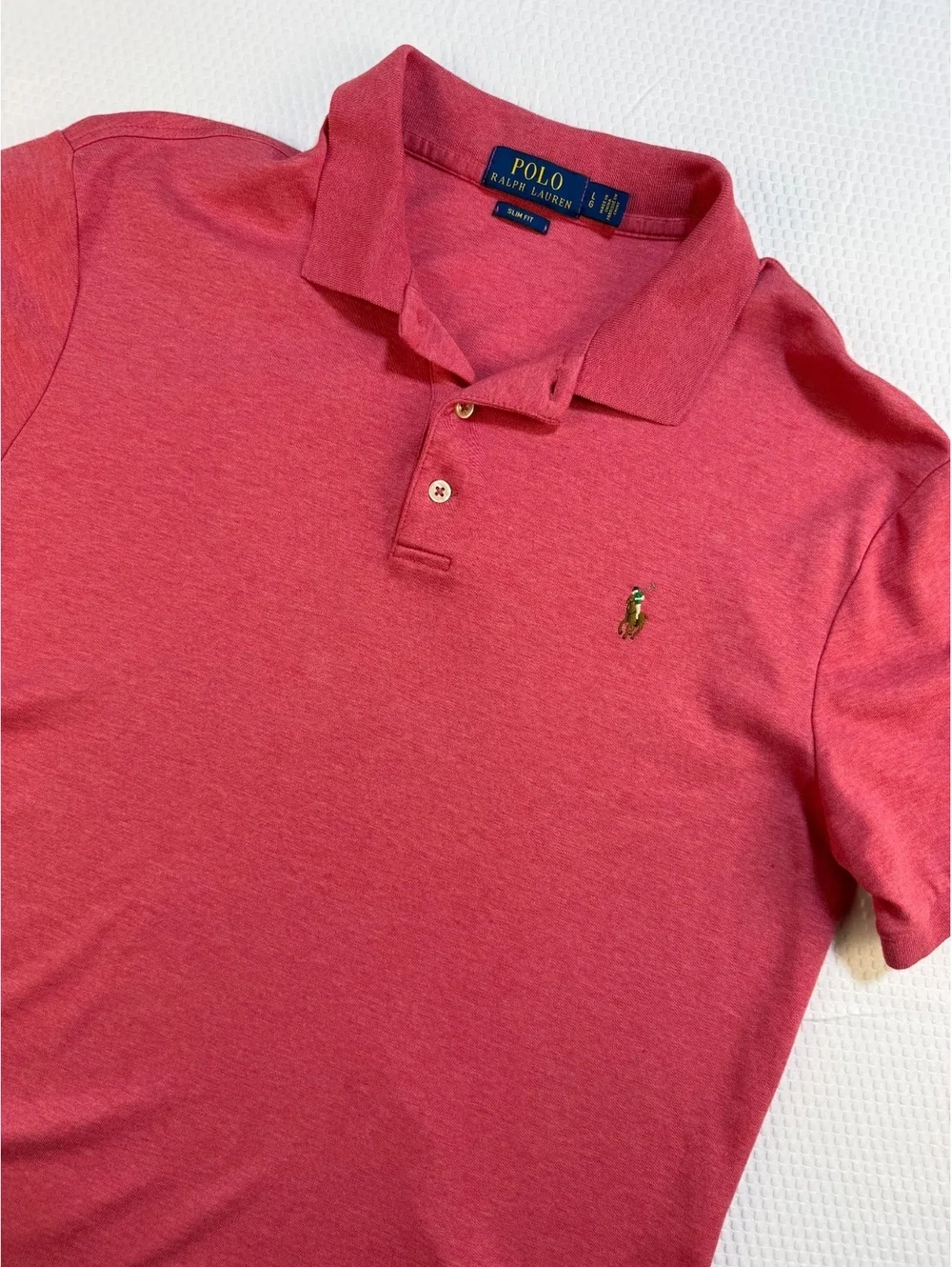 Polo Ralph Lauren Mens L Slim Fit Polo Shirt Red Heather Cotton Preppy